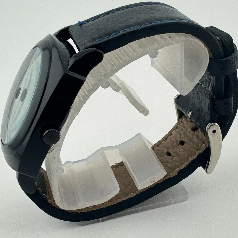 Impulse Steinhausen Reloj de Cuarzo Hombre Negro Jump Hour Cuero Analógico Batería Nueva Foto 4 de 4