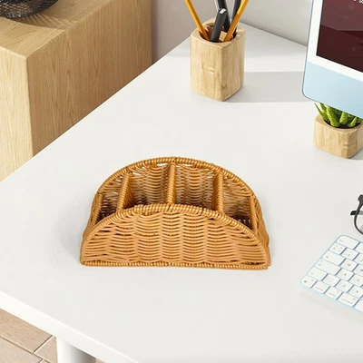 Panier Tressé En Imitation Rotin, Panier de Rangement Polyvalent, Porte-stylo, - Photo 1/4