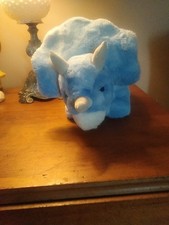 18" Glow Brights Blue Triceratops Plush Lights Sound FAO Schwarz Dinosaur - New