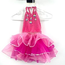 Weissman Girls XSC Pink Rhinestone Tutu Dance Costume Halter Ballet Recital