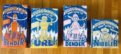 Vintage Futurama Wind-Up Robot Action Figure Toy Lot Gender Bender URL Nibbler