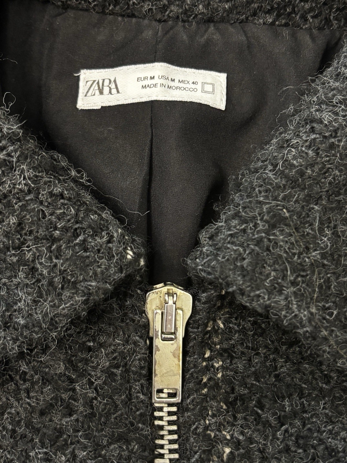 ZARA Black Collared Full Zip Jacket Solid Lined W… - image 5
