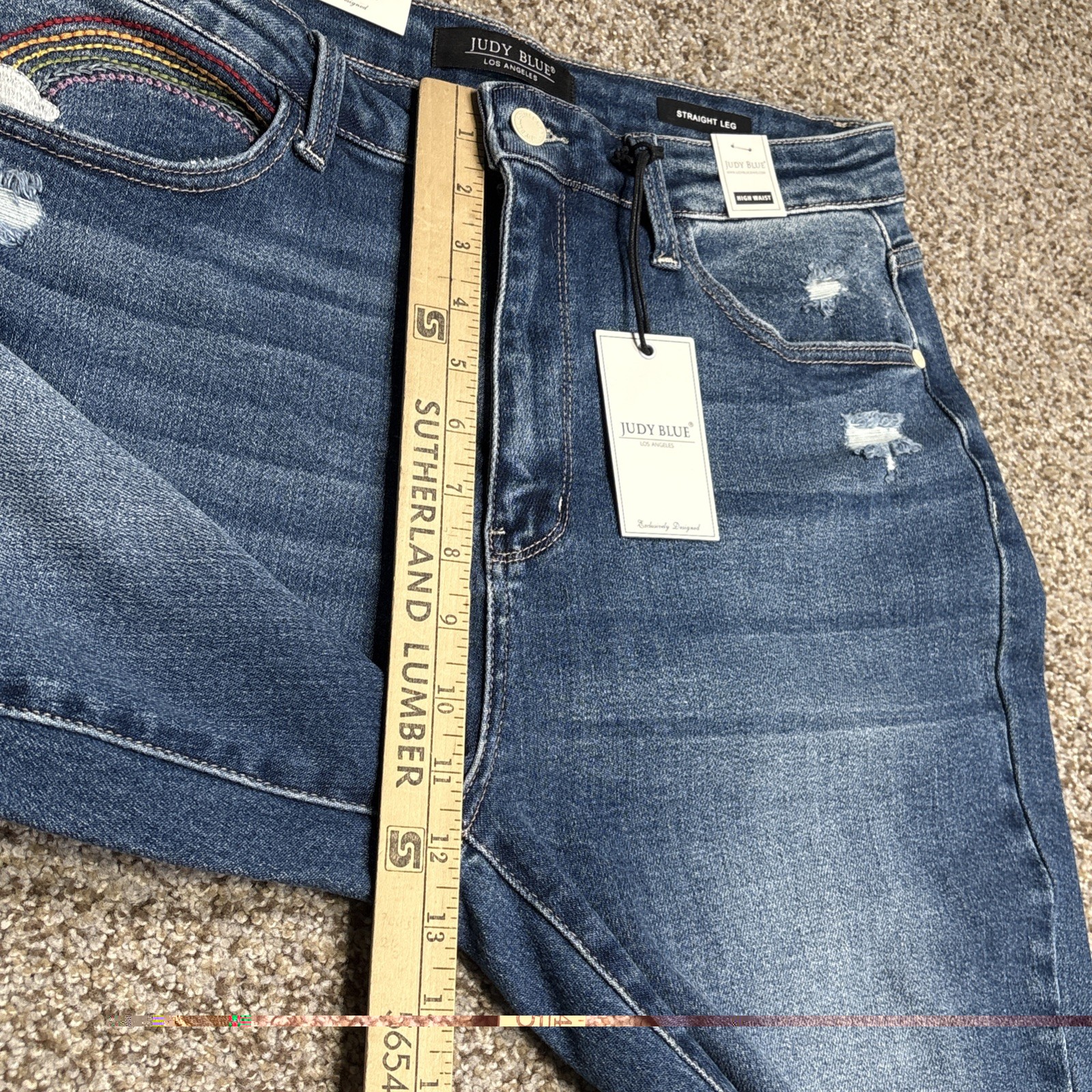 Judy Blue Straight Leg Jeans High Rise Womens 15/32 Fits 32 X 27.5 New With Tags - View 10