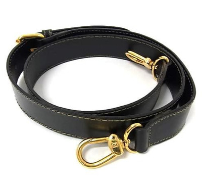 FENDI Shoulder Strap Black Leather Gold Hardware Length 115cm Bag