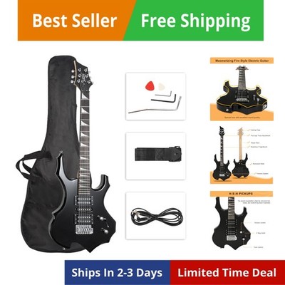 Cool Burning Fire Style Electric Guitar Christmas gift for Beginner Guitar Lo...