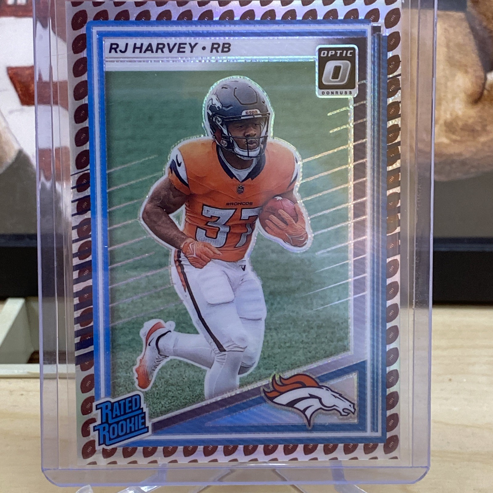 RJ Harvey 2025 Donruss NFL Optic Preview Rated Rookie Football Emoji SSP #312 RC