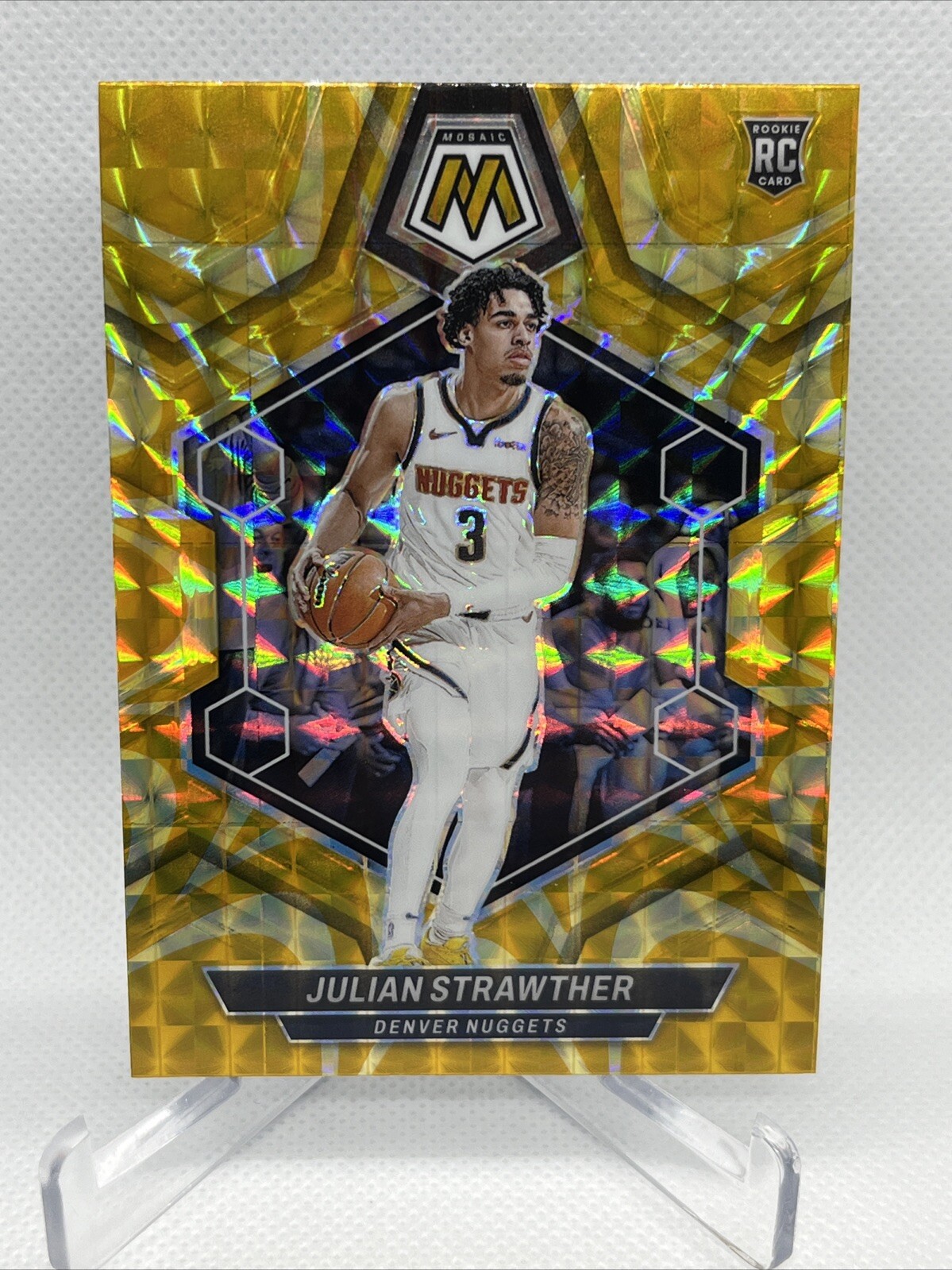 2023-24 Mosaic JULIAN STRAWTHER Yellow Reactive Rookie Card RC #214 Nuggets