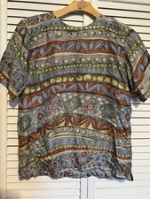 STONT COLLECTIONS Women  s Size M Medium Shirt Top Blouse Vintage Floral SILK