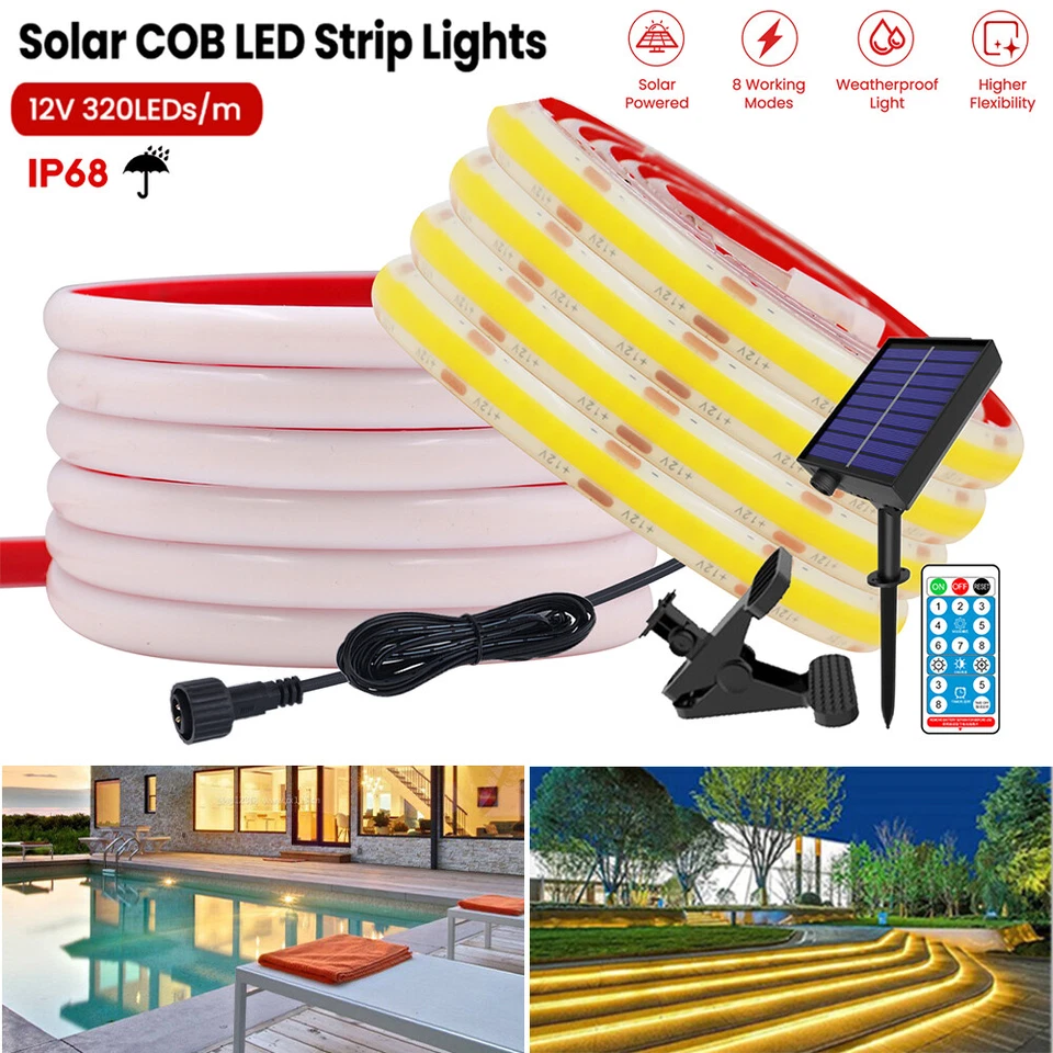 Solar COB Neon LED Strip Streifen Flex Schlauch Lichtband Außen Wasserdicht IP68 - Bild 2 von 4