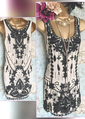 kate moss Vintage topshop 2010 20s party Gatsby lace beaded black cream dress 10 | eBay kate moss Vintage topshop 2010 20s party Gatsby lace beaded black cream dress 10 | eBay