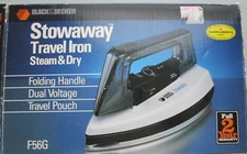 Black n Decker TRAVEL IRON- Dual Voltage F56G w/Folding Handle Original Box