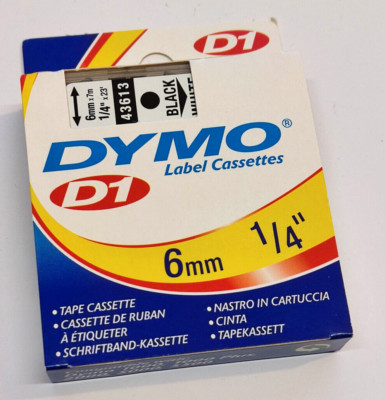 1x DYMO D1 Labelband 43613 Farbband 6mm X 7m BLACK WHITE für 1000 2000 5000 5500