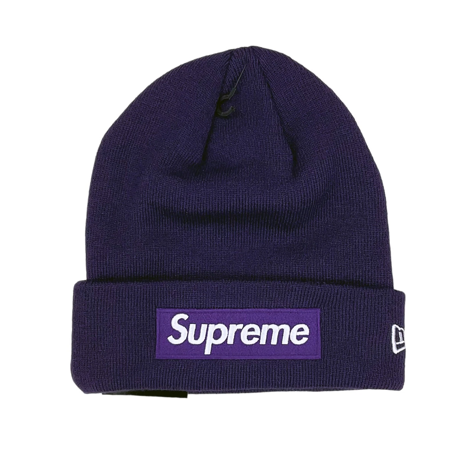 Bonnet violet Supreme x New Era FW23 boîte logo