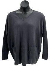 Denim & Co. V-Neck Drop Shoulder Long-Sleeve Tunic Charcoal Gray