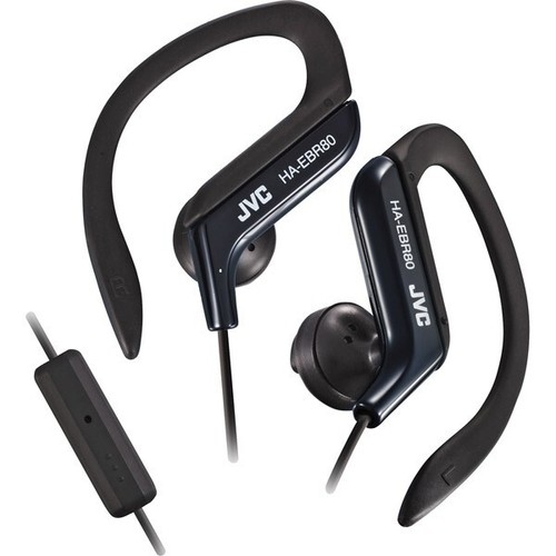 JVC Sports Stereo  Ear Clip Earbuds with Remote Mic Black Fast Free US Shipping - Afbeelding 1 van 1