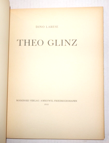 Theo Glinz by Dino Larese 1951 German Art Print Book Swiss Painter Landscapes - Picture 2 of 4