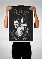 Queen Freddie Mercury, Brian, Roger T. and John Deacon Autographed Poster Print