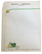 Vintage Hale & Kemmer Co Letterhead w/ John Deere Tractor Graphics Tennessee TN