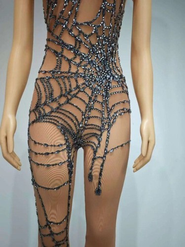 New Stage Wear Jumpsuit Skinny Mesh See Through Nightclub Outfit Dance Costume - Bild 23 von 25