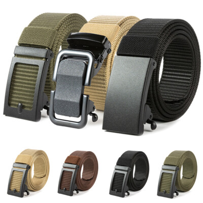 Tactical Men Nylon Belt Automatic Buckle with Slide Ratchet Belts