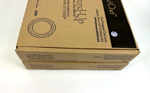 Pampered Chef Nourish Soup Bowl Set of 2 New 2014 2949 Round Up from the Heart - Picture 10 of 11