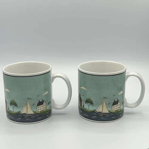 1998 Warren Kimble by Sakura COASTAL BREEZE Coffee Mug Lot Of 2