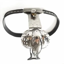 Male Stainless Steel Adjustable Curved Chastity/ Belt/ T-type with Plug Device