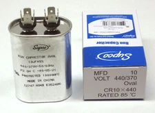 Supco CR10X440 HVAC Motor Oval Run Capacitor 10 MFD 440 Volts