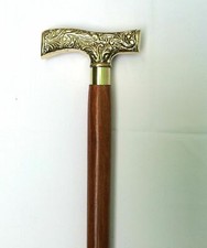 Victorian Style Solid Brass Designer Handle Wooden Walking Stick Canes Vintage