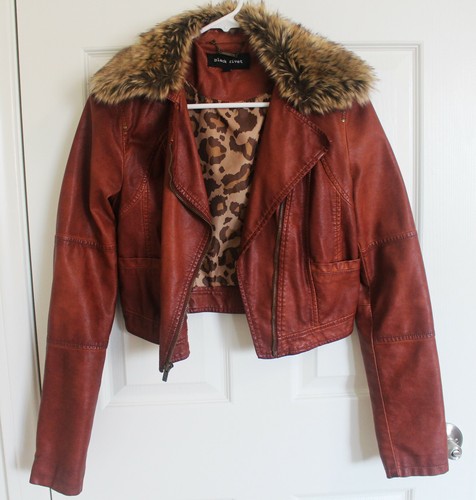 black rivet faux fur jacket