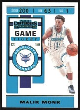 2019-20 Panini Contenders Game Ticket Green Foil Malik Monk #75 Charlotte
