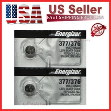 2 PCS Energizer 377 376 Silver Oxide 1.55 Volts LOW DRAIN D377 SB-AW SR626SW SR6