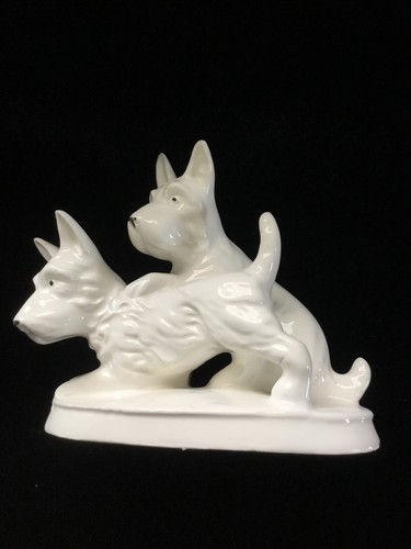 Vintage Puppy Dogs Terriers Playing Figurine All White Porcelain - Picture 4 of 7