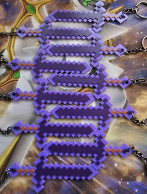 3D PRINTED ENCHANTED NETHERITE PIXEL SWORD KEYCHAIN NOSTALGIA FUN FOR ALL