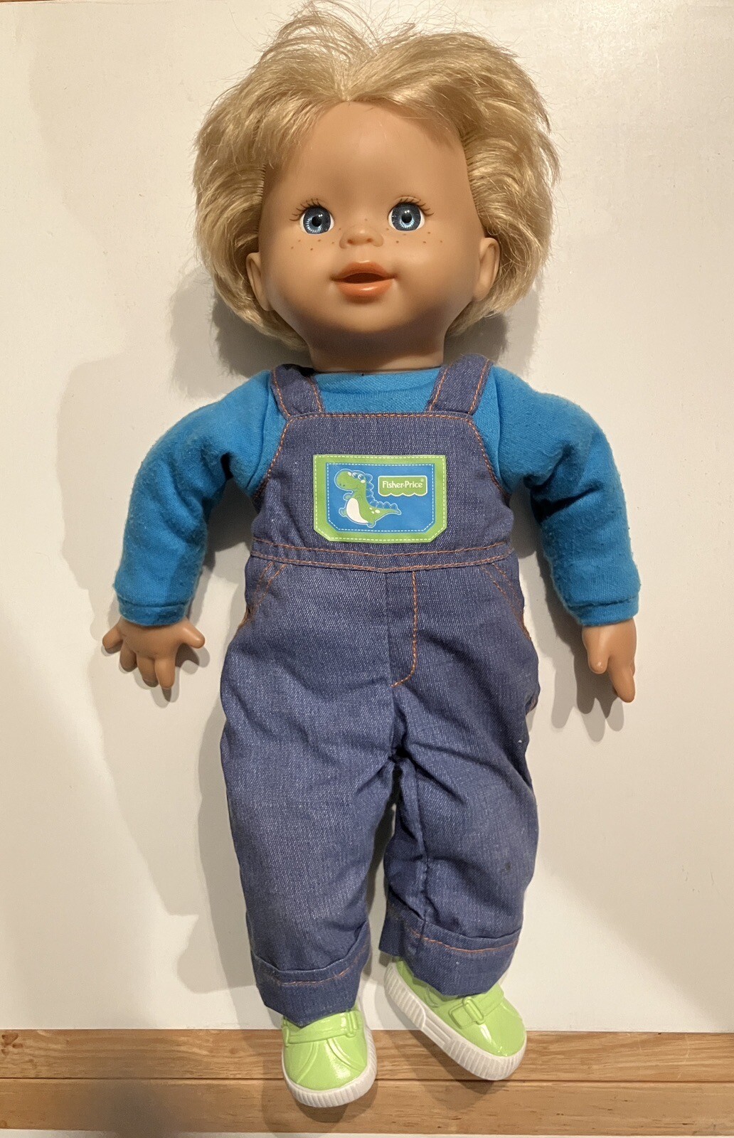 Fisher Price Little Mommy Baby Knows Talking Boy Doll Denim Overalls