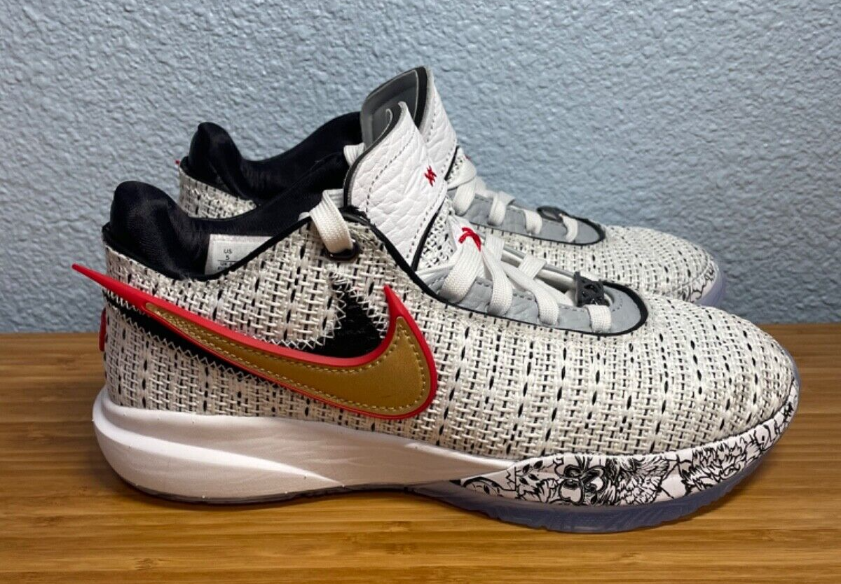Nike Lebron XX 20 The Debut Basketball Shoes Mens Size 16 DJ5423-100 White Red Nike Lebron 20 XX The Debut Basketball Shoes White Gold  main image 4