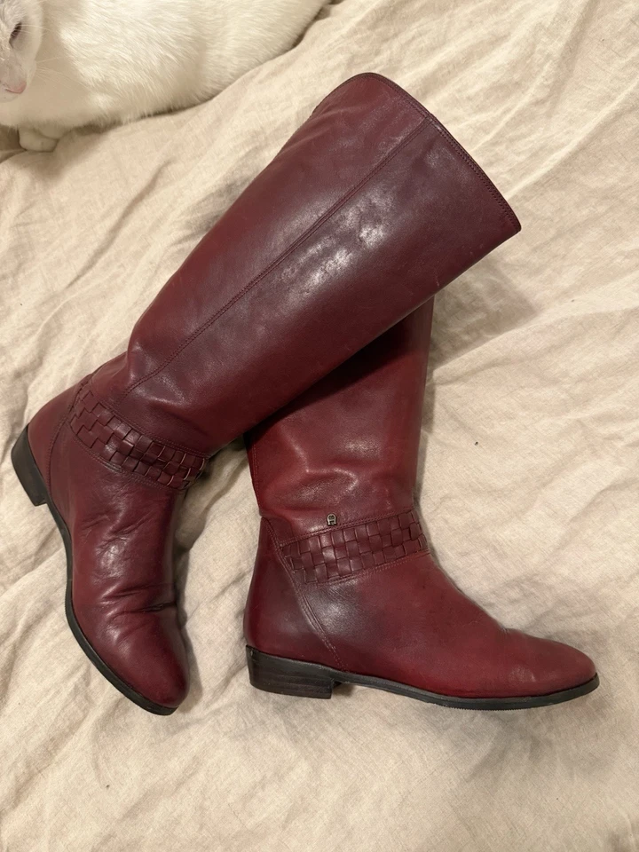 Rare Vintage Women’s Etienne Aigner Oxblood Mid-Calf Boots, Size W 5.5 - Image 2 of 4