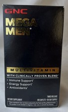 GNC Mega Men Multivitamin, 180 Caplets, Timed-Release, Exp. 07/26 -New