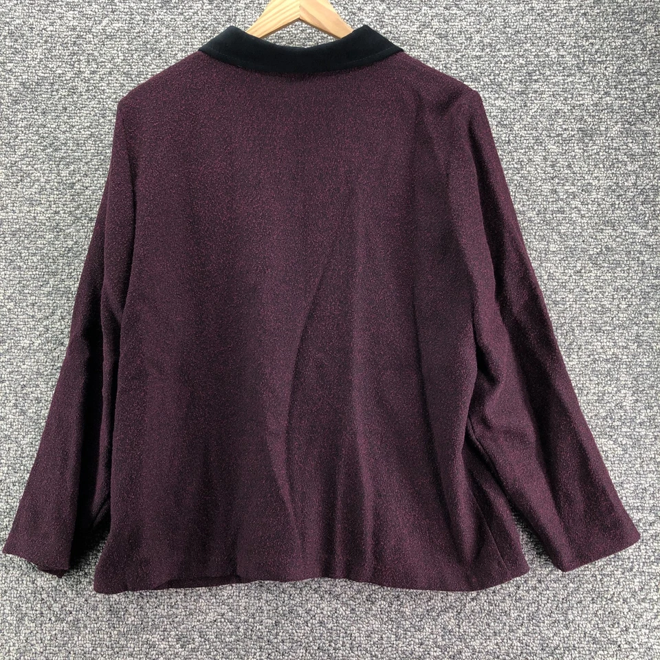 Moda Chaqueta Bug Borgoña Negra Para Mujer Talla 14-16 Cremallera Completa Cuello Vintage Foto 2 de 4