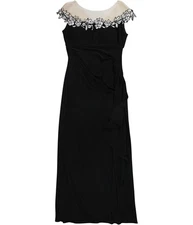 MSK Womens Embellished Gown Dress, Black, Petite, 8P