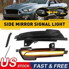 Smoke Sequential LED Amber Side Mirror For Signal Lights Ford 2015-2022 Mustang