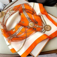 Printed Square Scarf Women Thin Breathable Sunscreen Head Wrap Outdoor 70cm
