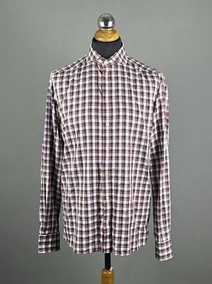 ETON Slim Fit Multicolor Plaid Check Long Sleeve Button Down Shirt Sz 42 / 16.5
