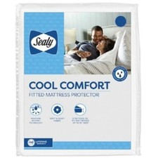 Sealy Cool Comfort Fitted Mattress Protector KING Size Waterproof Soft White NWT