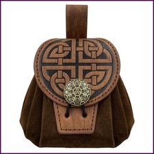Medieval Embossed Faux Leather Belt Bag, Retro Renaissance Portable Waist Pouch