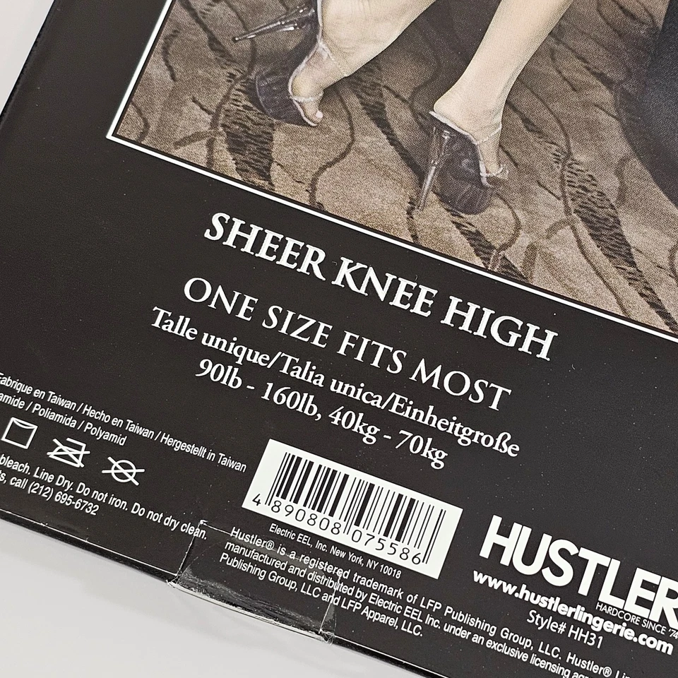 Calcetines de nailon hasta la rodilla blancos transparentes de lencería Hustler, talla única Foto 4 de 4