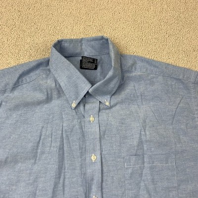 Puritan Button Up Dress Casual Camp Shirt Men's 18.5 Short Sleeve Heather  Blue | eBay