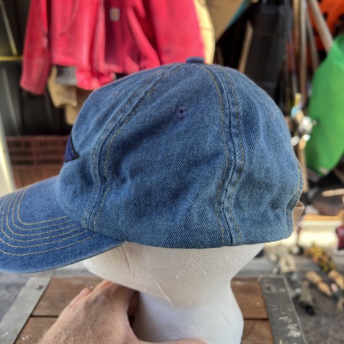 Harley Davidson Denim Hat Cap Blue Embroidered Logo Adjustable Strap Back Mens - Picture 2 of 6