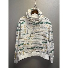 Womens Sergio Tacchini Hoodie Pullover Jacket AOP Logo All Over Print Large