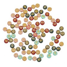 100 Pcs 4x7mm Colorful Round Acrylic Letter Beads with Golden Letter g